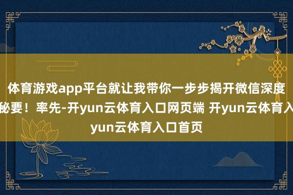 体育游戏app平台就让我带你一步步揭开微信深度算帐的秘要!率先-开yun云体育入口网页端 开yun云体育入口首页