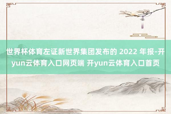 世界杯体育左证新世界集团发布的 2022 年报-开yun云体育入口网页端 开yun云体育入口首页